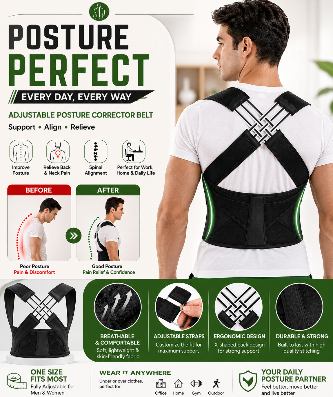 Adjustable Posture Corrector Belt